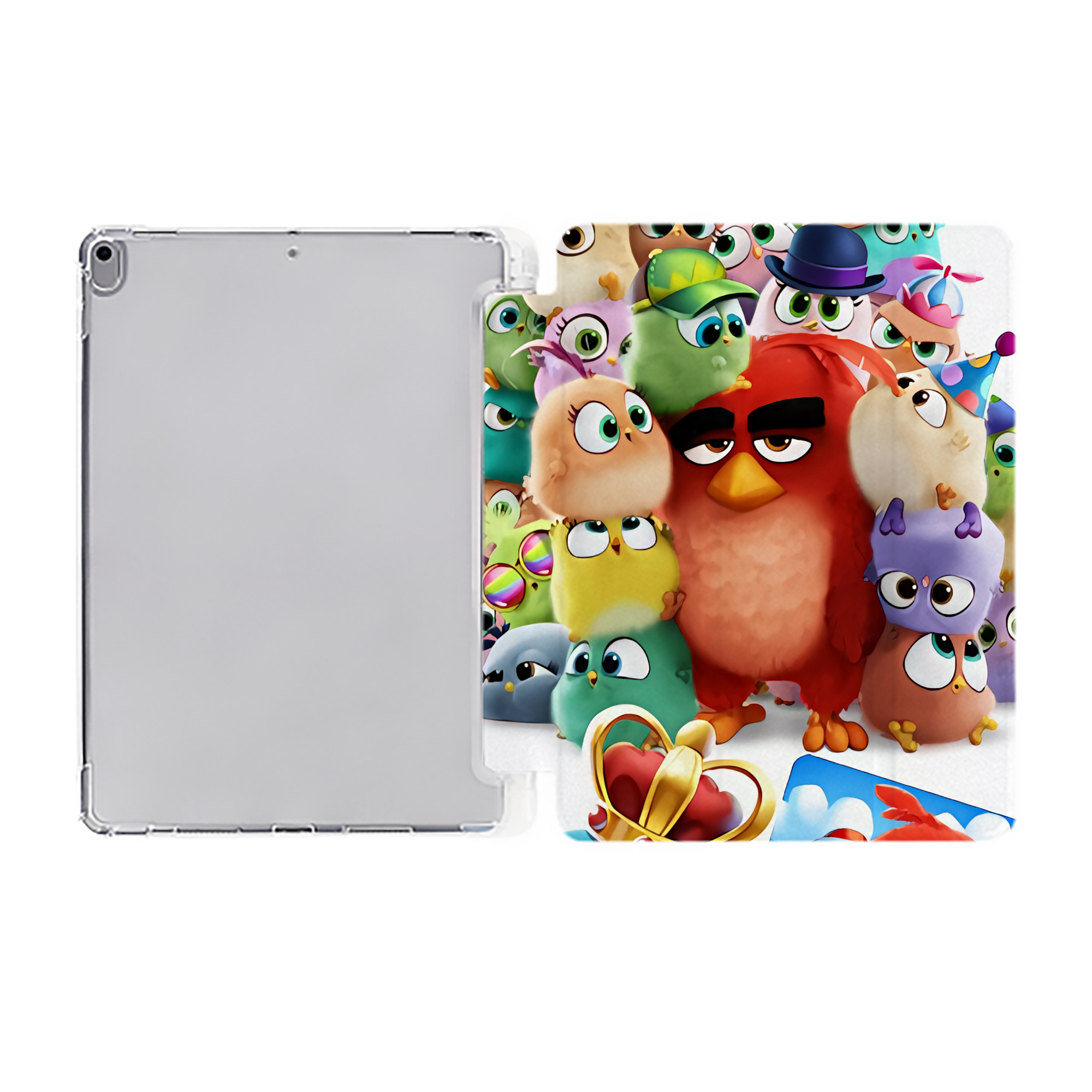 （画像用） Angry Birds アングリーバード IPad ケース ペン収納付き 三つ折りスタンド PUレザー×シリコン 対応機種9.5/10.5/10.9インチ